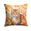 Aegean Cat in Fall Leaves Throw Pillow Machine Washable, Indoor Outdoor Decorative Pillow for Couch, Bed or Patio, 18Hx18W