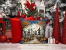 Calacas Skeletons Spooky Halloween Throw Pillow Machine Washable, Indoor Outdoor Decorative Pillow for Couch, Bed or Patio, 14Hx14W