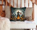 La Llorona Skeleton Spooky Halloween Throw Pillow Machine Washable, Indoor Outdoor Decorative Pillow for Couch, Bed or Patio, 14Hx14W