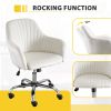 Accent chair Modern home office leisure chair with adjustable velvet height and adjustable casters(beige)