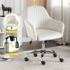 Accent chair Modern home office leisure chair with adjustable velvet height and adjustable casters(beige)