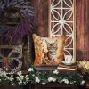 Owyhee Bob Cat in Fall Leaves Throw Pillow Machine Washable, Indoor Outdoor Decorative Pillow for Couch, Bed or Patio, 18Hx18W