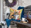 California Spangled Cat in Fall Leaves Throw Pillow Machine Washable, Indoor Outdoor Decorative Pillow for Couch, Bed or Patio, 18Hx18W