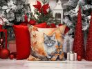 Australian Mist Cat in Fall Leaves Throw Pillow Machine Washable, Indoor Outdoor Decorative Pillow for Couch, Bed or Patio, 14Hx14W