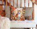 Ural Rex Cat in Fall Leaves Throw Pillow Machine Washable, Indoor Outdoor Decorative Pillow for Couch, Bed or Patio, 14Hx14W