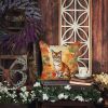 Malayan Cat in Fall Leaves Throw Pillow Machine Washable, Indoor Outdoor Decorative Pillow for Couch, Bed or Patio, 18Hx18W