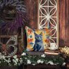 Chartreux Cat in Fall Leaves Throw Pillow Machine Washable, Indoor Outdoor Decorative Pillow for Couch, Bed or Patio, 18Hx18W