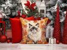 Ragdoll Cat in Fall Leaves Throw Pillow Machine Washable, Indoor Outdoor Decorative Pillow for Couch, Bed or Patio, 14Hx14W