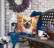Birman Cat in Fall Leaves Throw Pillow Machine Washable, Indoor Outdoor Decorative Pillow for Couch, Bed or Patio, 18Hx18W