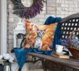 Oriental Shorthair Cat in Fall Leaves Throw Pillow Machine Washable, Indoor Outdoor Decorative Pillow for Couch, Bed or Patio, 18Hx18W