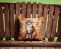 Korean Bobtail Cat in Fall Leaves Throw Pillow Machine Washable, Indoor Outdoor Decorative Pillow for Couch, Bed or Patio, 14Hx14W