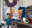 Khao Manee Cat in Fall Leaves Throw Pillow Machine Washable, Indoor Outdoor Decorative Pillow for Couch, Bed or Patio, 18Hx18W