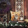 Kurilian Bobtail Cat in Fall Leaves Throw Pillow Machine Washable, Indoor Outdoor Decorative Pillow for Couch, Bed or Patio, 18Hx18W